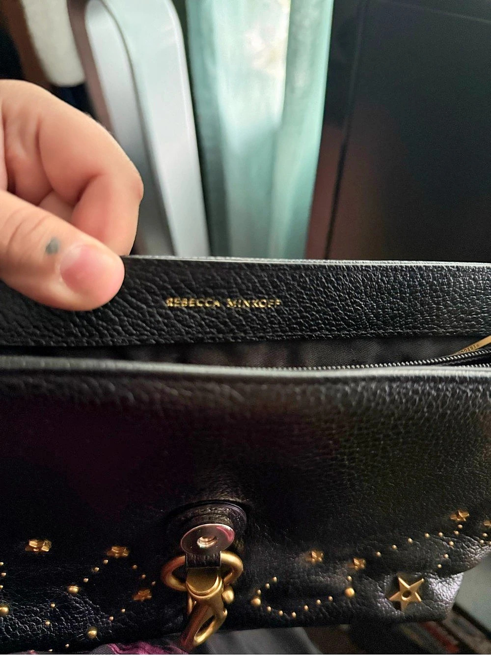 Rebecca Minkoff Edie Crossbody with Celestial Studs Black & Gold - Picture 4 of 4
